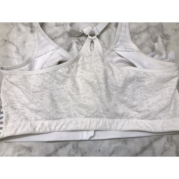 CACIQUE Racerback Unlined Full Coverage No-Wire White Striped Bra Sz 44H Comfort - Picture 5 of 7